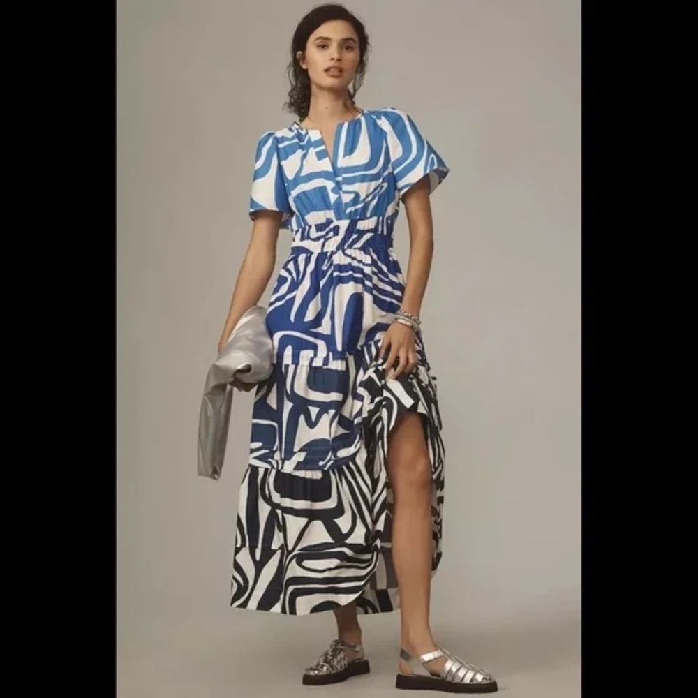 Anthropologie Blue Slate Somerset Maxi Dress